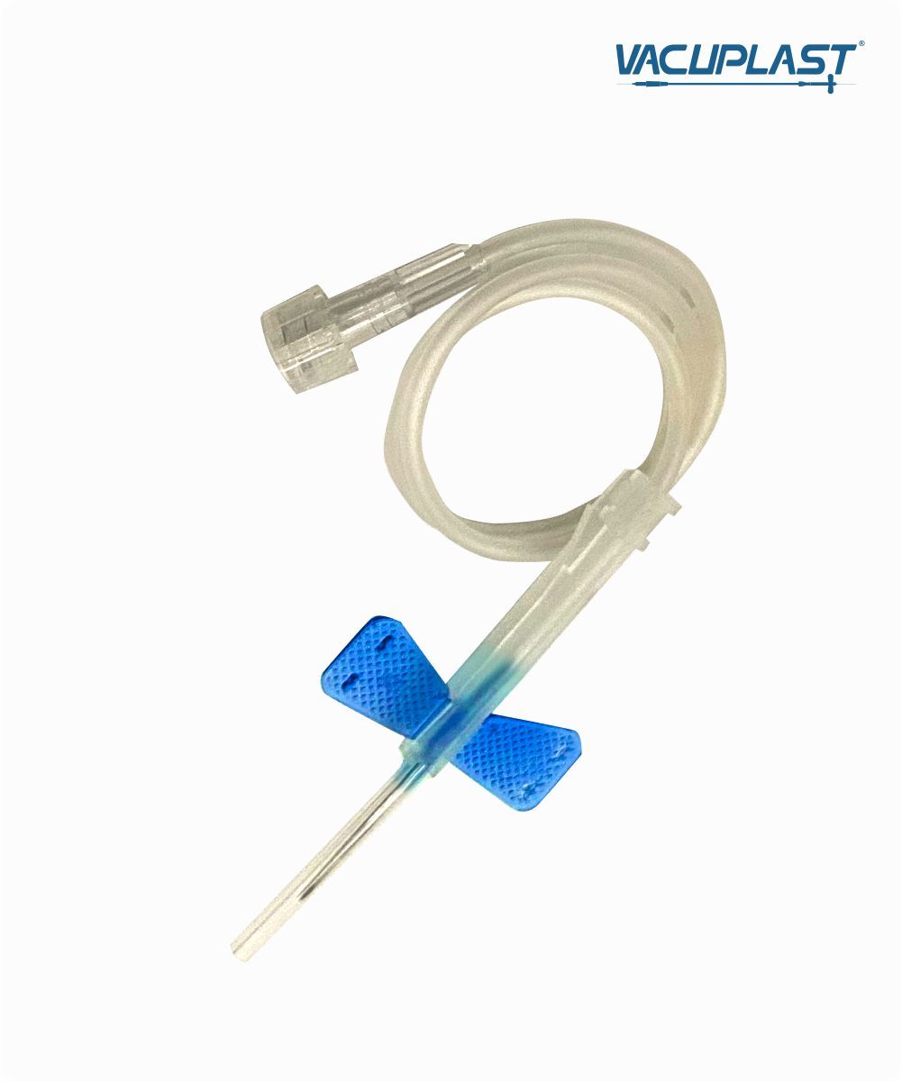 Escalpe de segurança para coleta de sangue com seringa 23G com tubo de 12